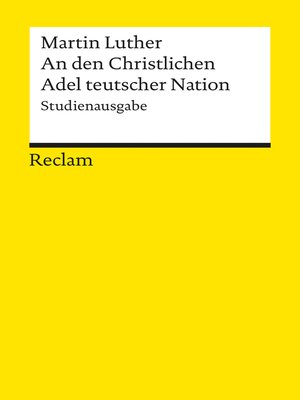 cover image of An den Christlichen Adel teutscher Nation